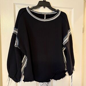 Free People Black and White Knit Sweater